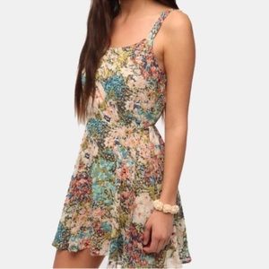Lucca Couture Mini Dress Multi-Color Floral Chiffon  size small